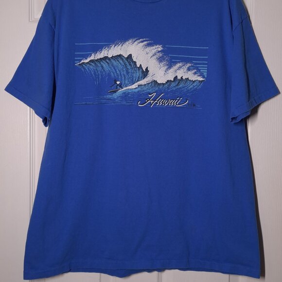 VINTAGE Hawaii Surfing USED Shirt (XL, Blue, Single Stitch, Surfer) - Picture 6 of 8